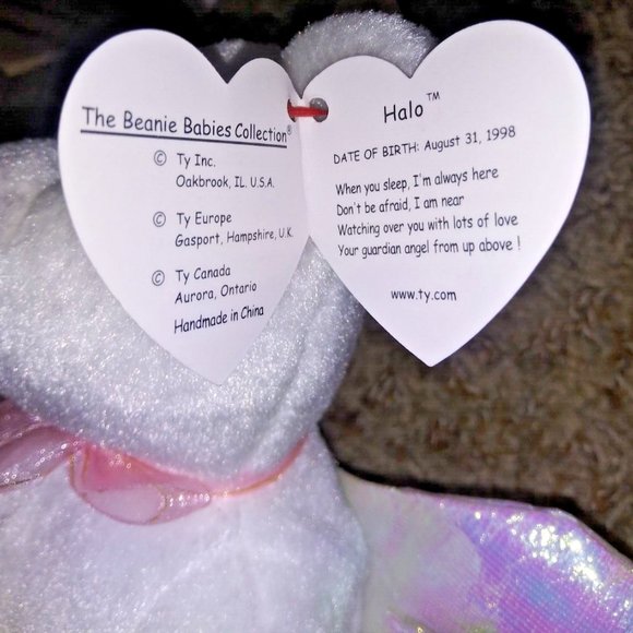 TY BEANIE BABY HALO ANGEL BEAR BROWN NOSE 1998 IRIDESCENT WINGS Lot of 2 Errors - Picture 5 of 8